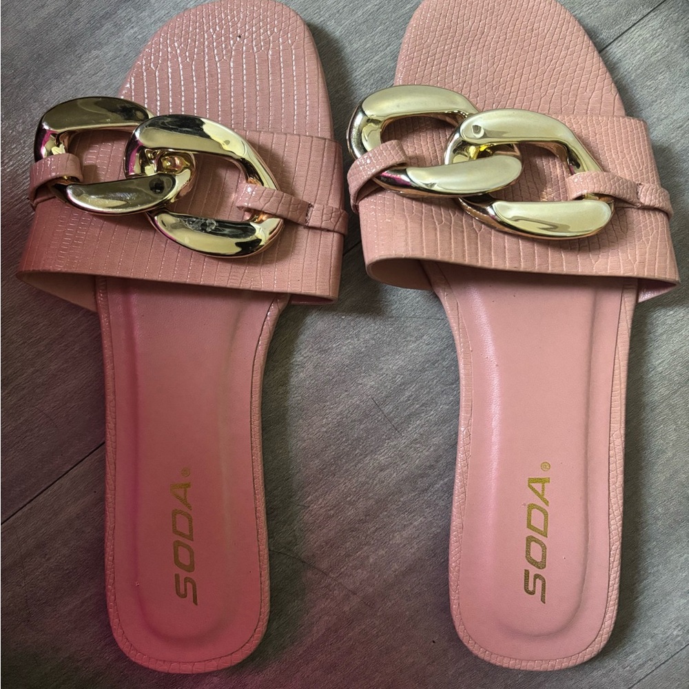 Soda Pink and Gold Minimalist Sandals